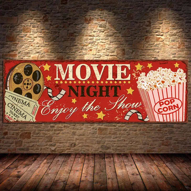 Vintage Home Cinema - Знак кино, холст, картина, абстрактные ретро